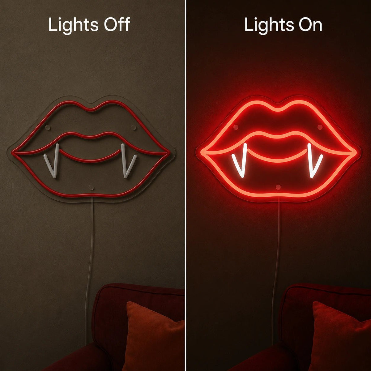 Vampire Lips With Fangs LED Neon Sign - Shineneon