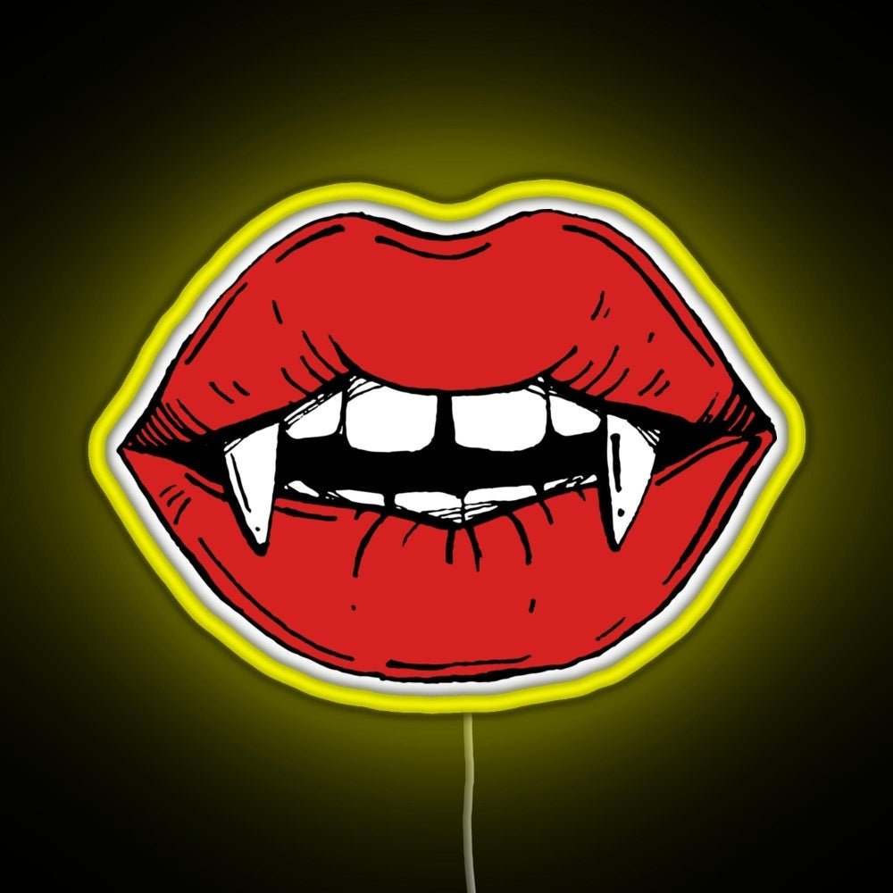 Vampire Red Lips On Black Background Rgb Led Neon Sign Pop Wall Art - Shineneon