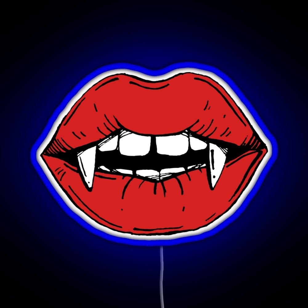 Vampire Red Lips On Black Background Rgb Led Neon Sign Pop Wall Art - Shineneon