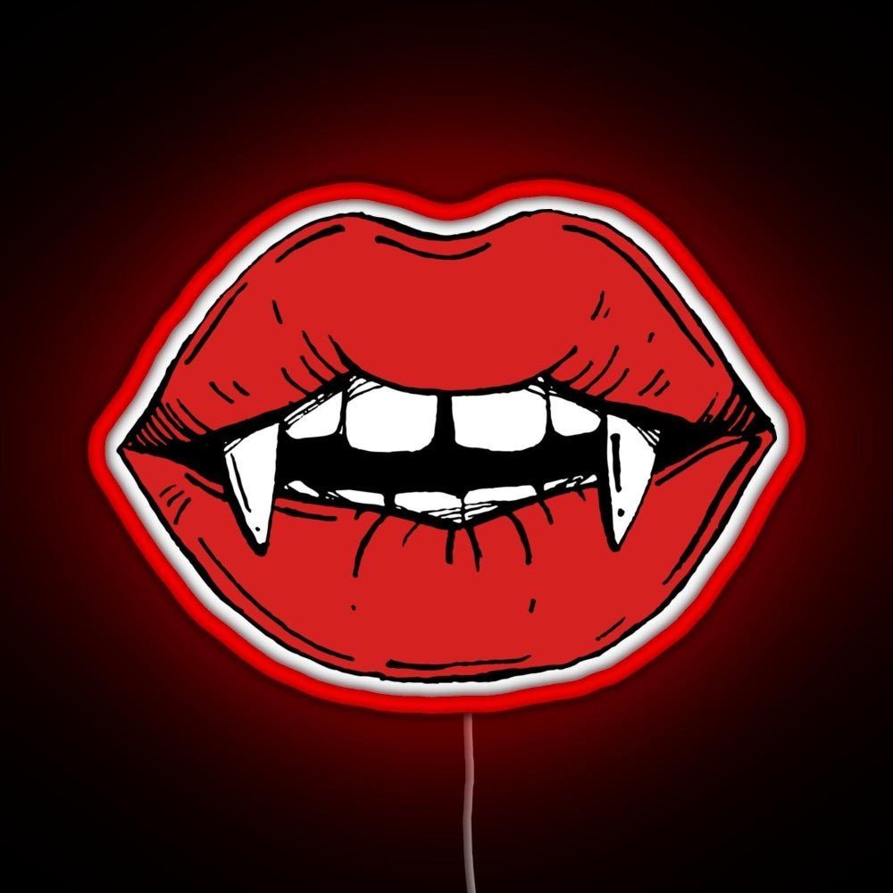 Vampire Red Lips On Black Background Rgb Led Neon Sign Pop Wall Art - Shineneon