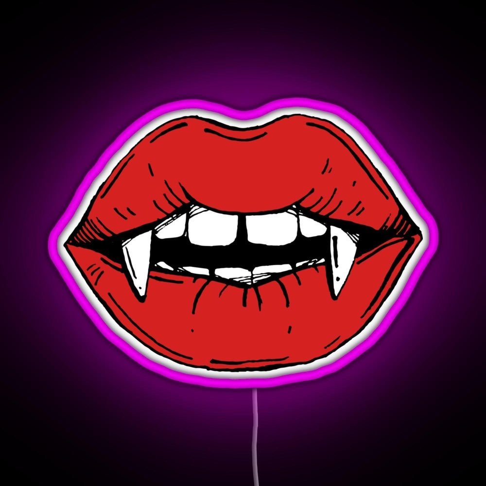 Vampire Red Lips On Black Background Rgb Led Neon Sign Pop Wall Art - Shineneon
