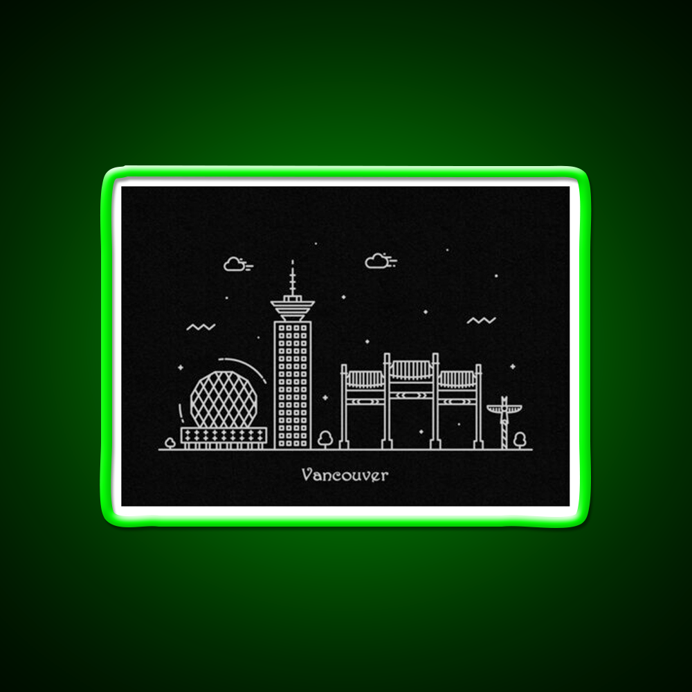 Vancouver Skyline Minimal Line Art Poster Asian Cultural Led Neon Sign Rgb Color - LED neon sign view 8