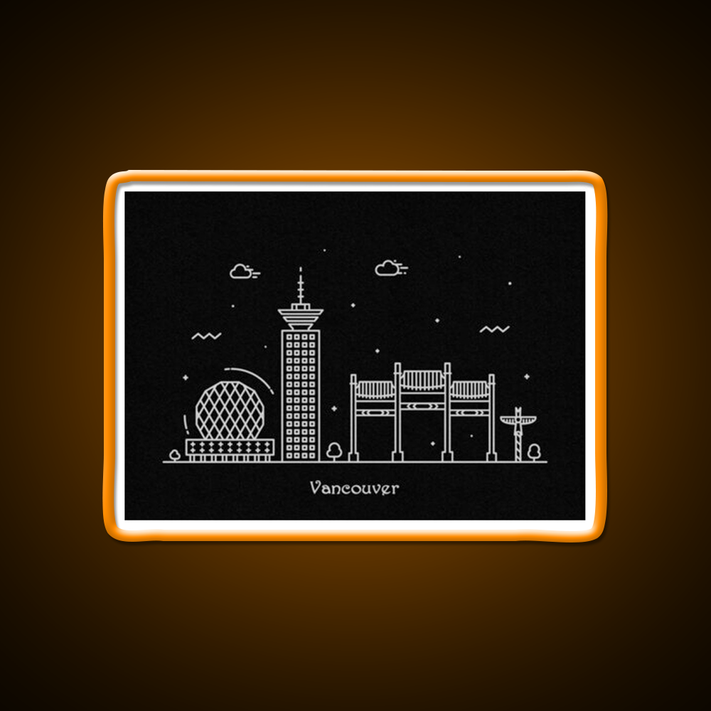 Vancouver Skyline Minimal Line Art Poster Asian Cultural Led Neon Sign Rgb Color - LED neon sign view 6