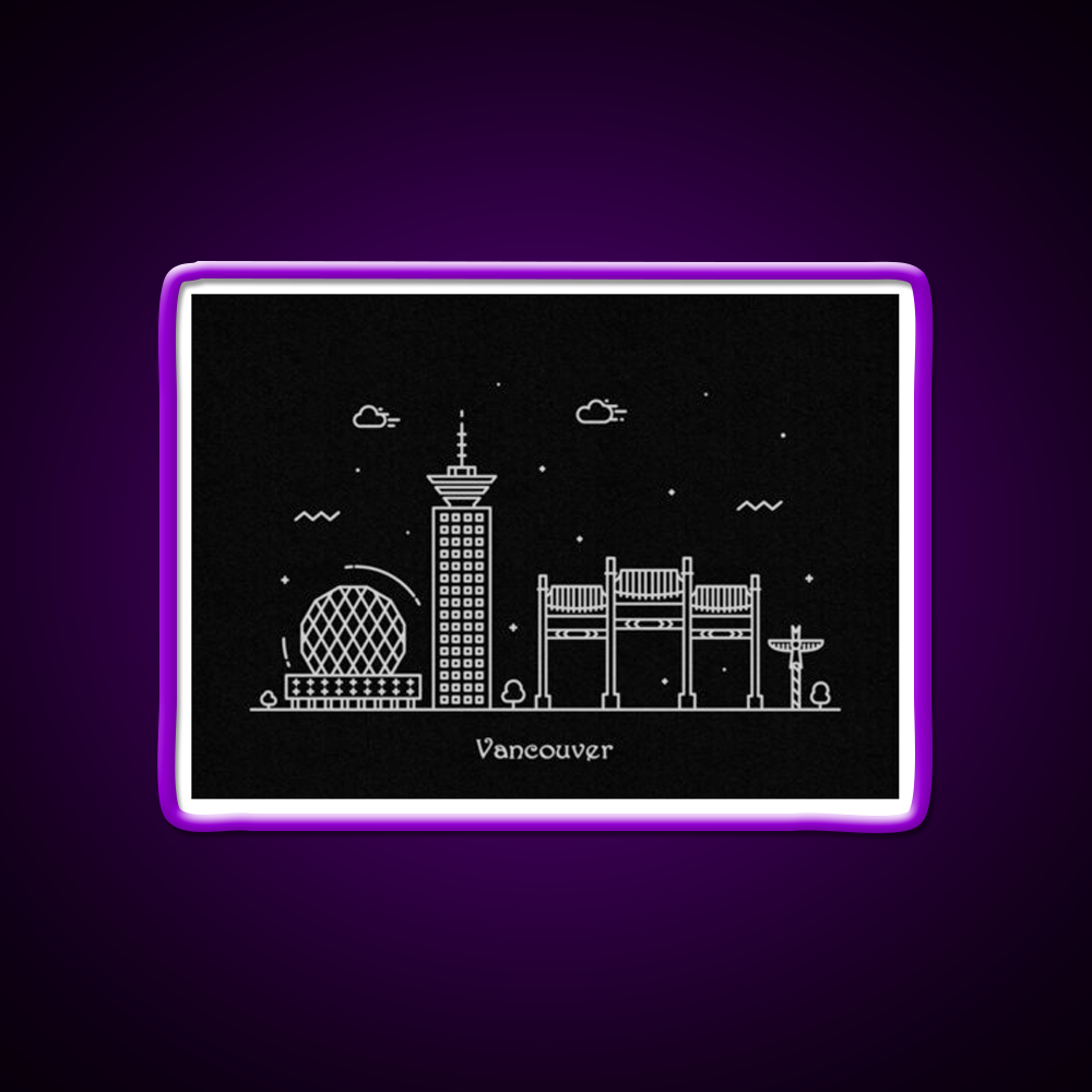 Vancouver Skyline Minimal Line Art Poster Asian Cultural Led Neon Sign Rgb Color - LED neon sign view 9