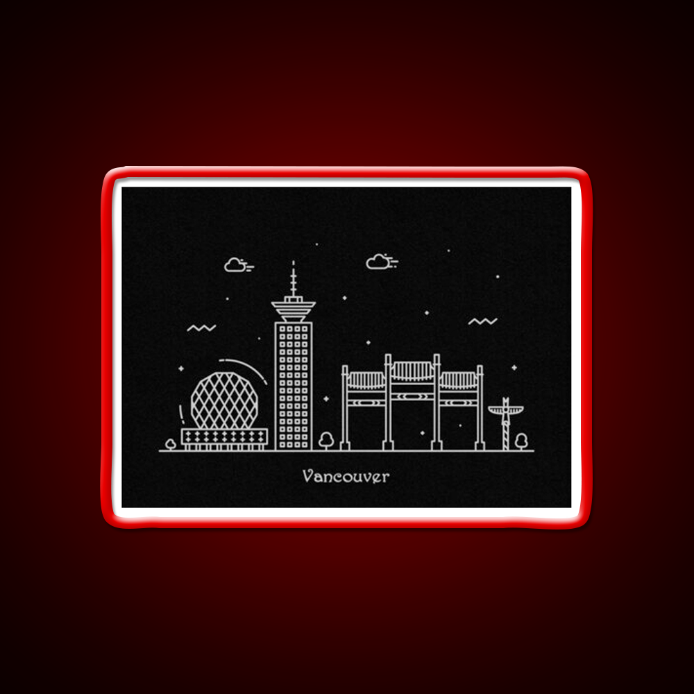 Vancouver Skyline Minimal Line Art Poster Asian Cultural Led Neon Sign Rgb Color - LED neon sign view 10
