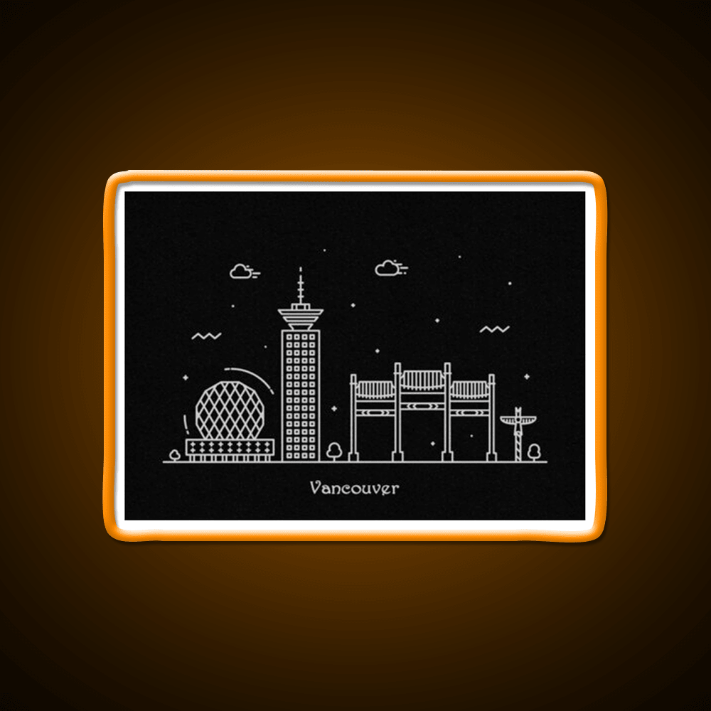 Vancouver Skyline Minimal Line Art Poster Asian Cultural Led Neon Sign Rgb Color - Shineneon