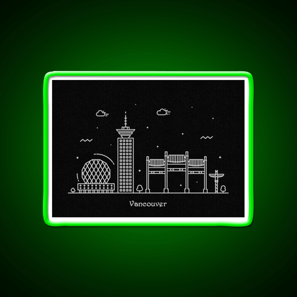 Vancouver Skyline Minimal Line Art Poster Asian Cultural Led Neon Sign Rgb Color - Shineneon