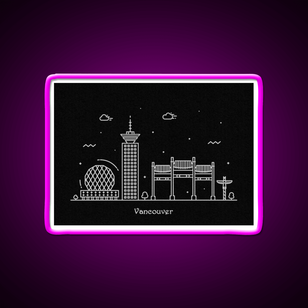 Vancouver Skyline Minimal Line Art Poster Asian Cultural Led Neon Sign Rgb Color - Shineneon