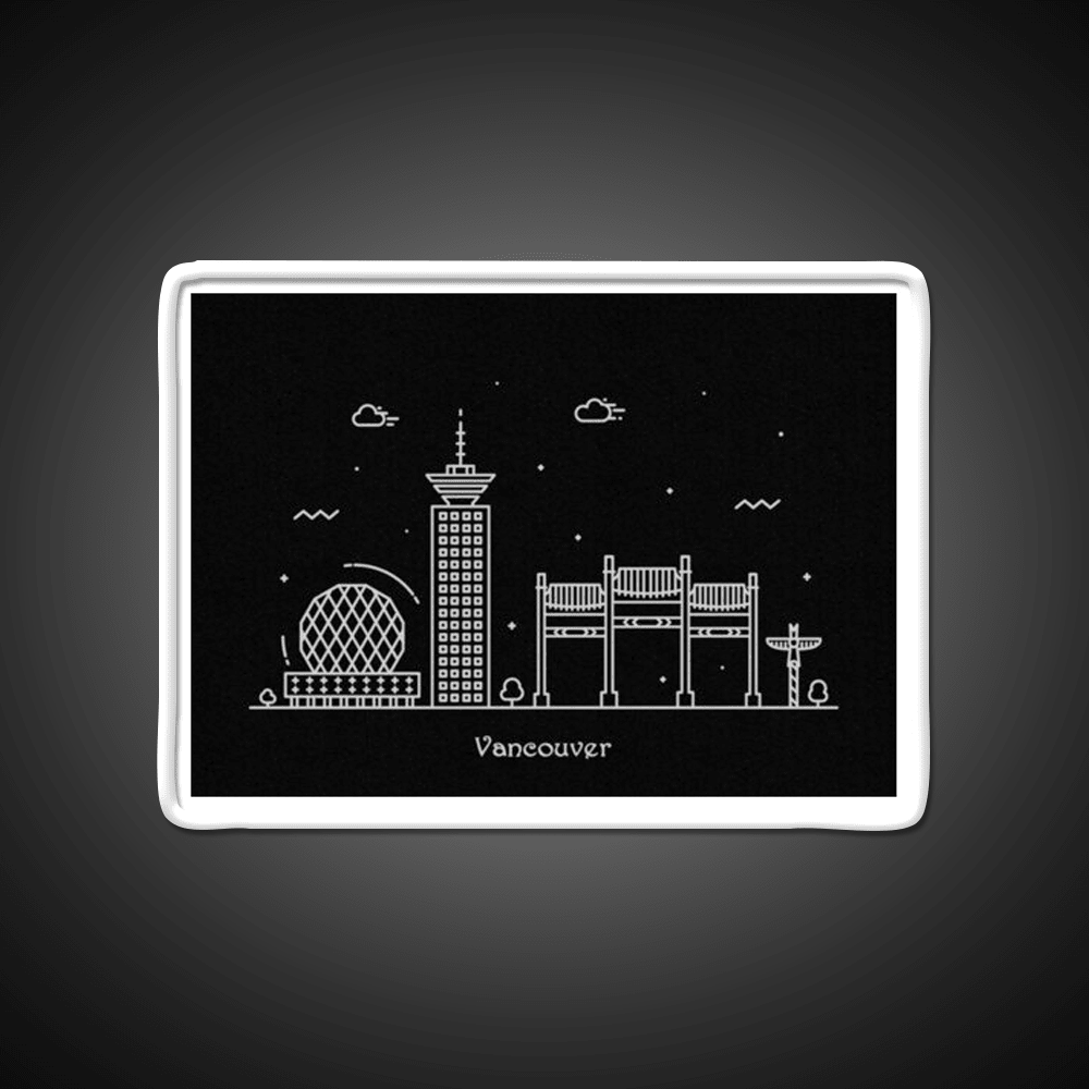 Vancouver Skyline Minimal Line Art Poster Asian Cultural Led Neon Sign Rgb Color - Shineneon