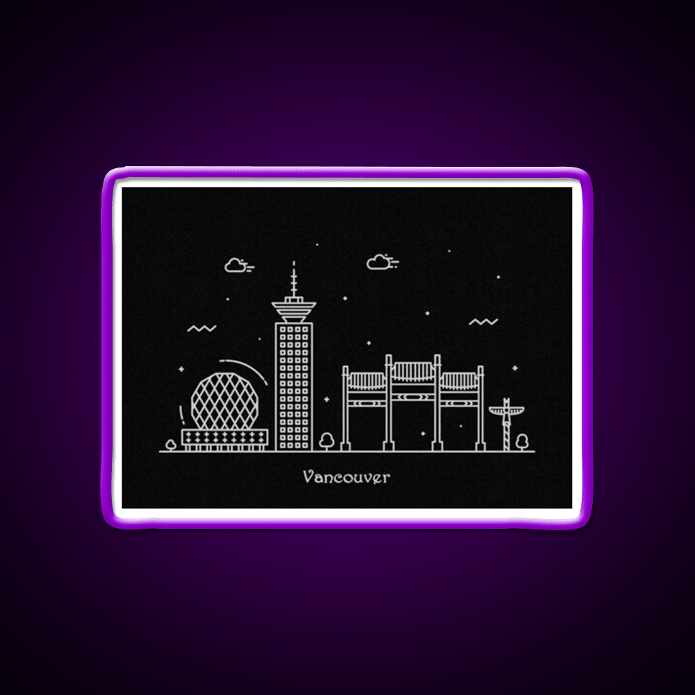 Vancouver Skyline Minimal Line Art Poster Asian Cultural Led Neon Sign Rgb Color - Shineneon