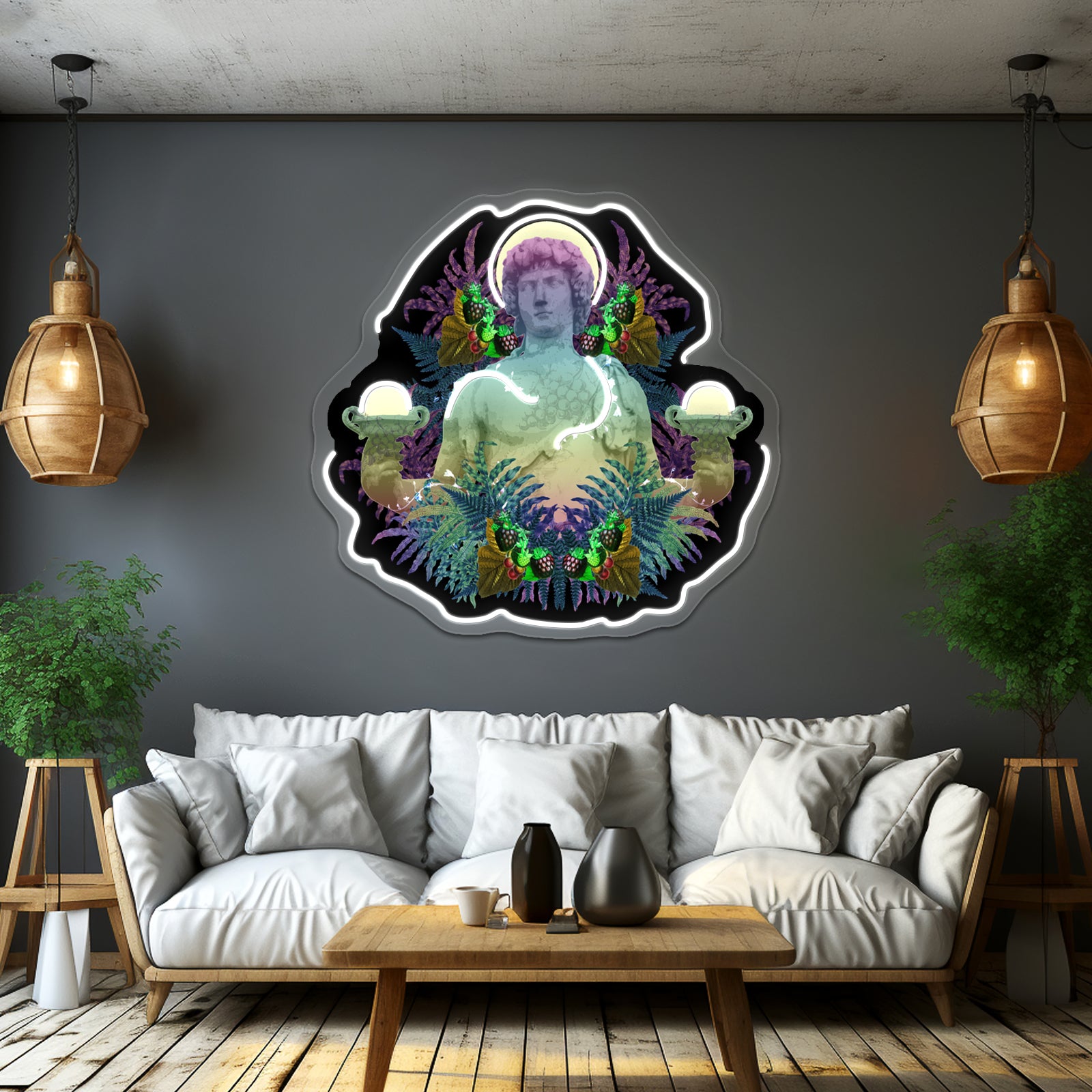 Vaporwave Dionysus Greek Statue Artwork Neon Signs Custom | Shineneon