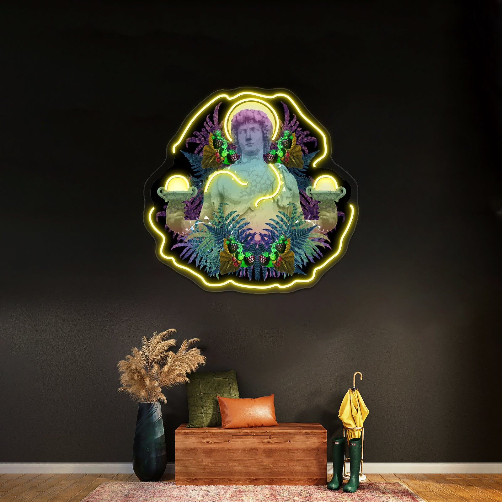 Vaporwave Dionysus Greek Statue Artwork Neon Signs Custom | Shineneon