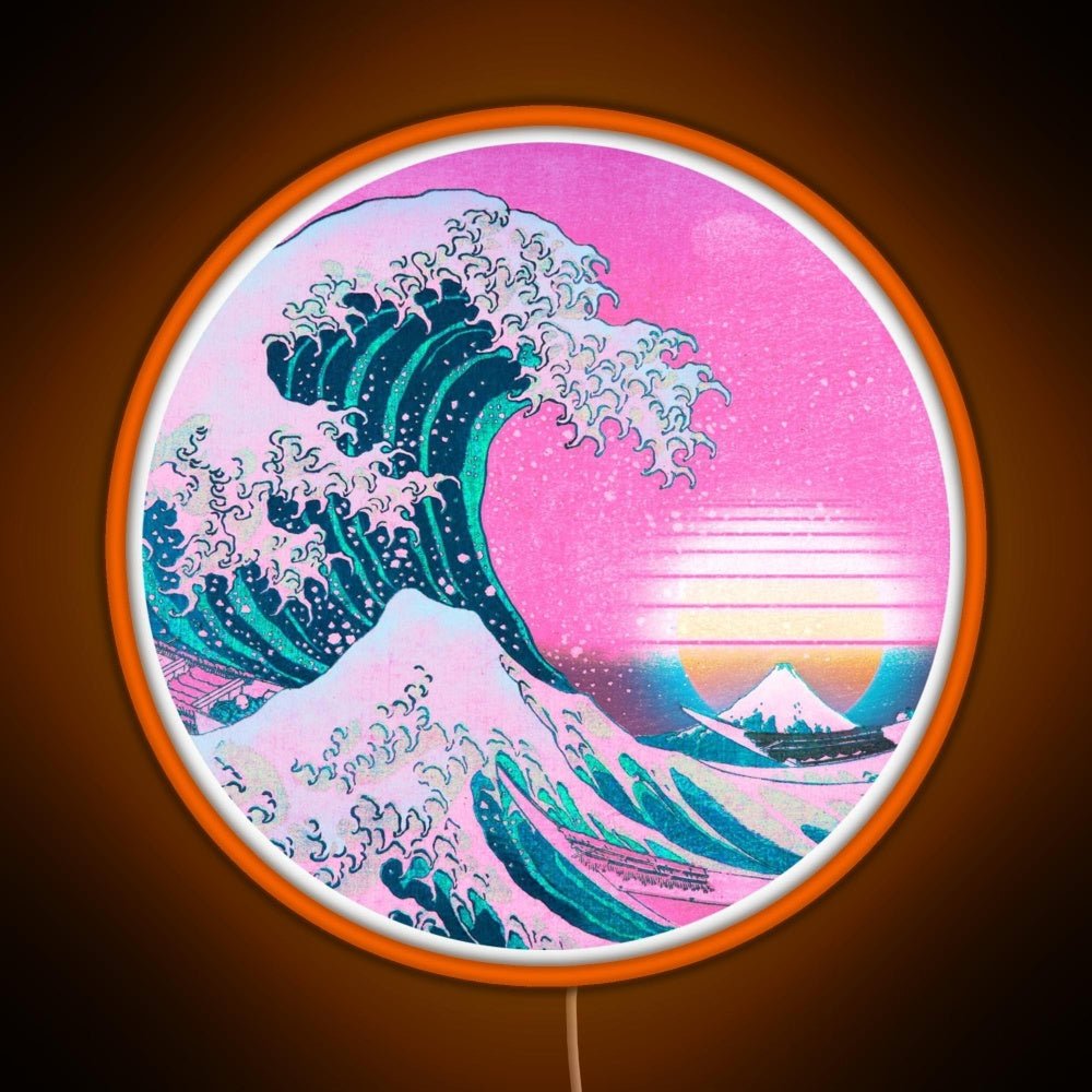 Vaporwave Great Wave Off Kanagawa Sunset Rgb Led Neon Sign Pop Wall Art - Shineneon