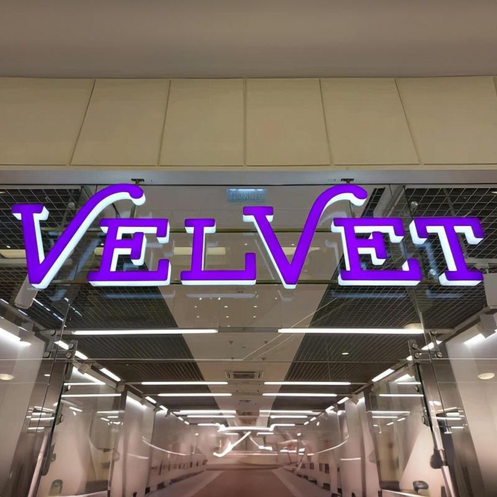 Velvet 3D Front And Back Lit Letters Metal Led Sign - Shineneon