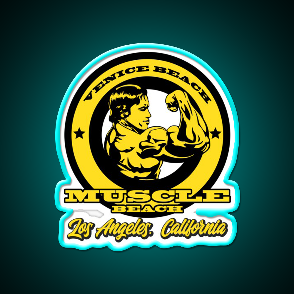 Venice Beach Arnold Schwarzenegger Gym Fitness Led Neon Sign Rgb Color - Size and dimension reference