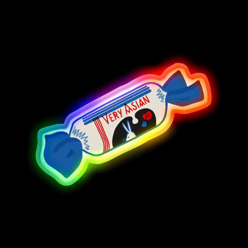 Very Asian Candy Snack Food Led Neon Sign Rgb Color - LED neon sign close-up detail