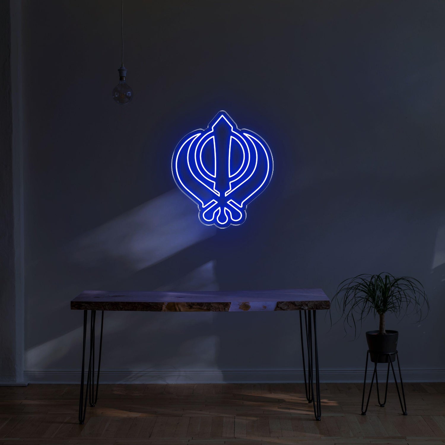 Vibrant Green Sikh Khanda Symbol Led Neon Sign For Home Temple Decor | Shineneon
