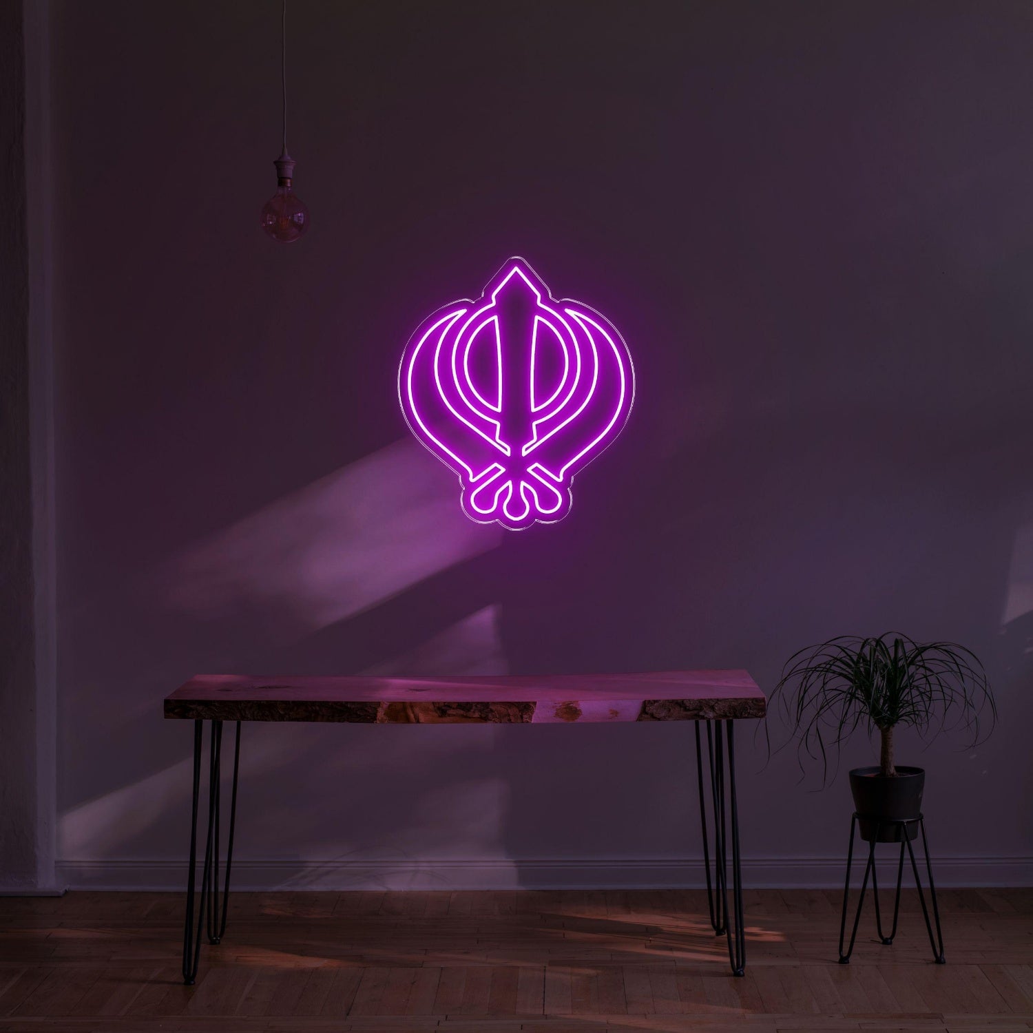 Vibrant Green Sikh Khanda Symbol Led Neon Sign For Home Temple Decor | Shineneon