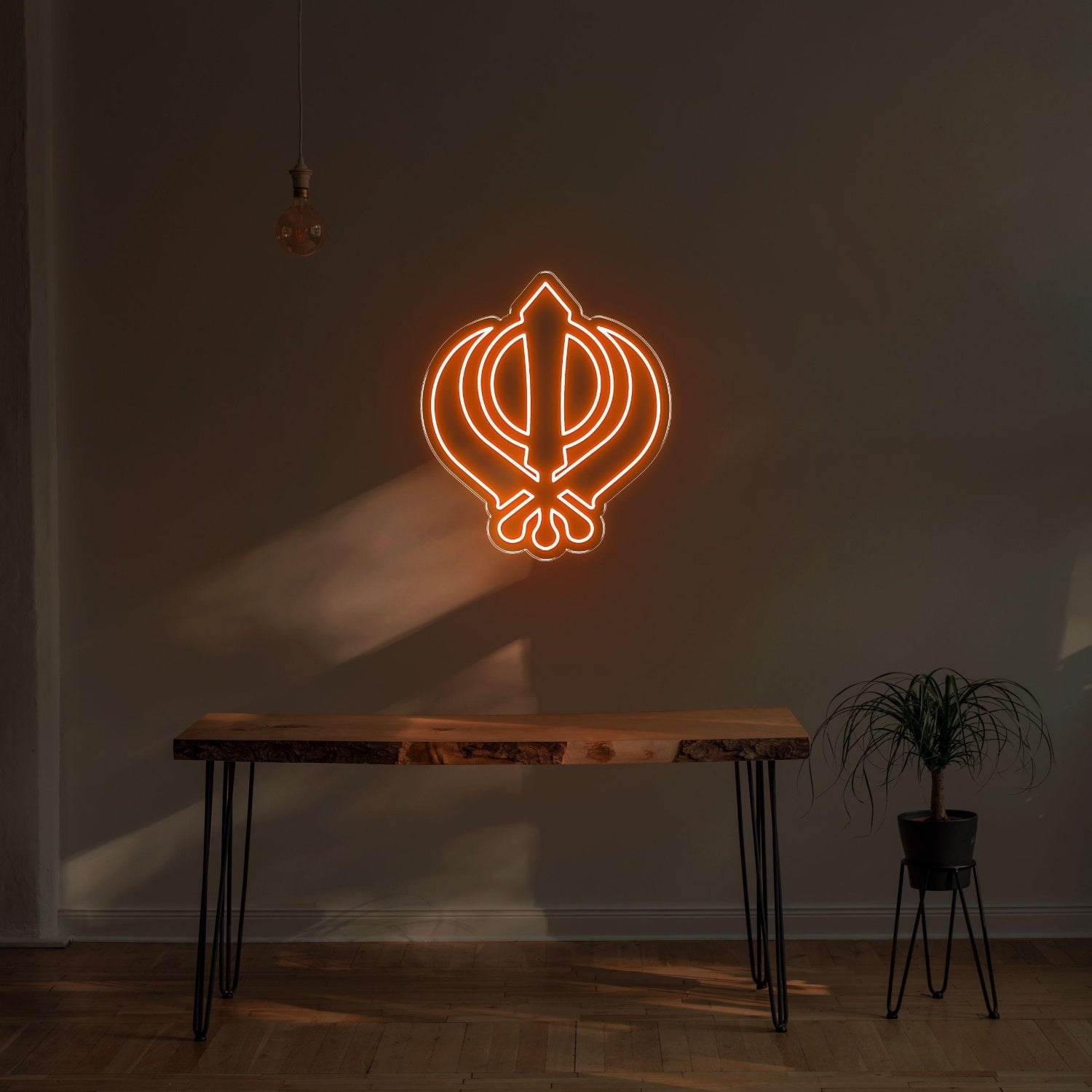 Vibrant Green Sikh Khanda Symbol Led Neon Sign For Home Temple Decor | Shineneon