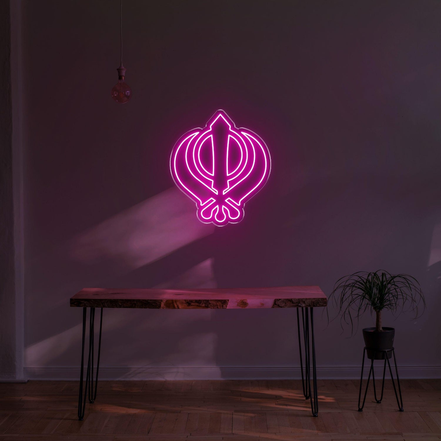 Vibrant Green Sikh Khanda Symbol Led Neon Sign For Home Temple Decor | Shineneon