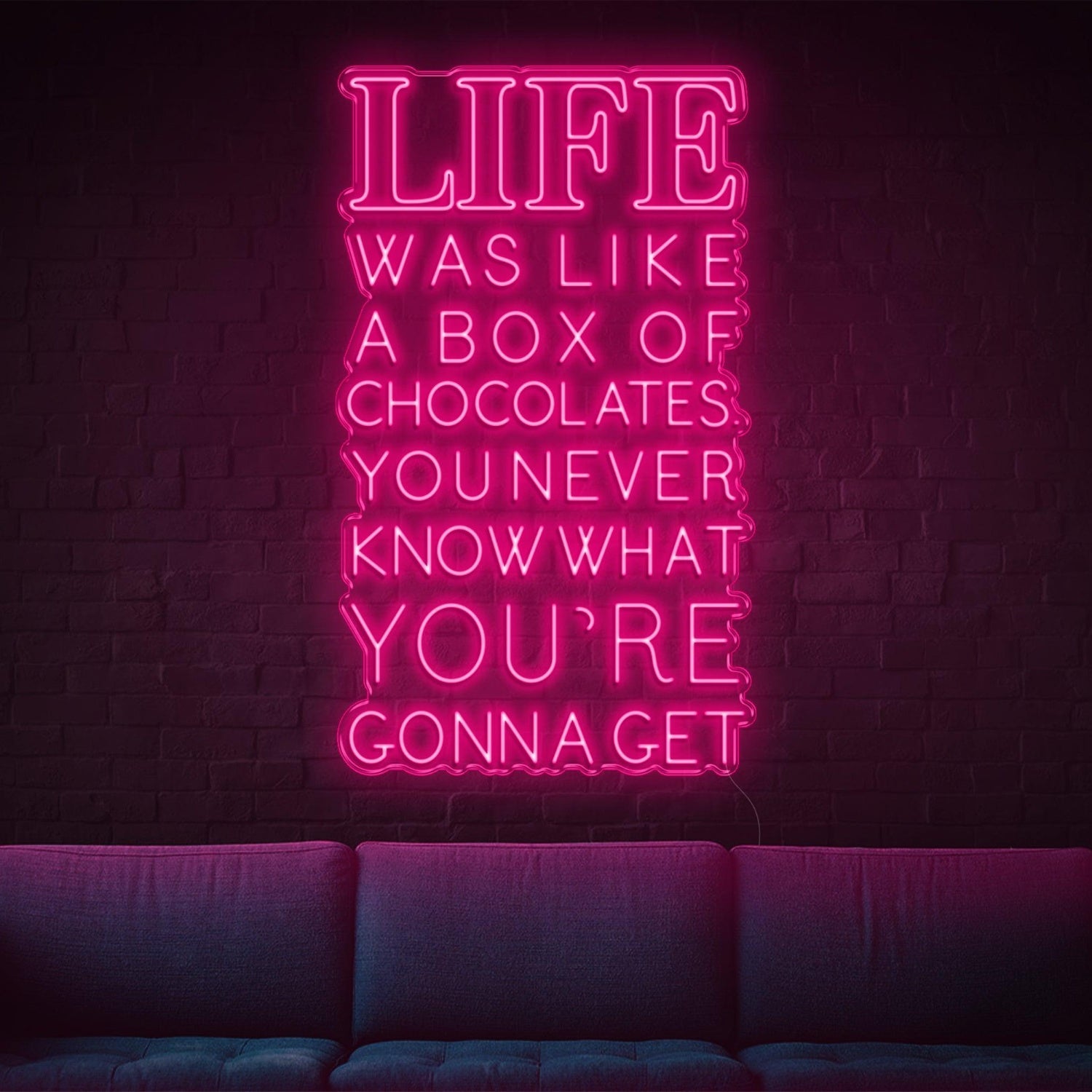 Vibrant Pink Retro Life Like A Box Of Chocolates Led Neon Sign For Home Decor | Shineneon