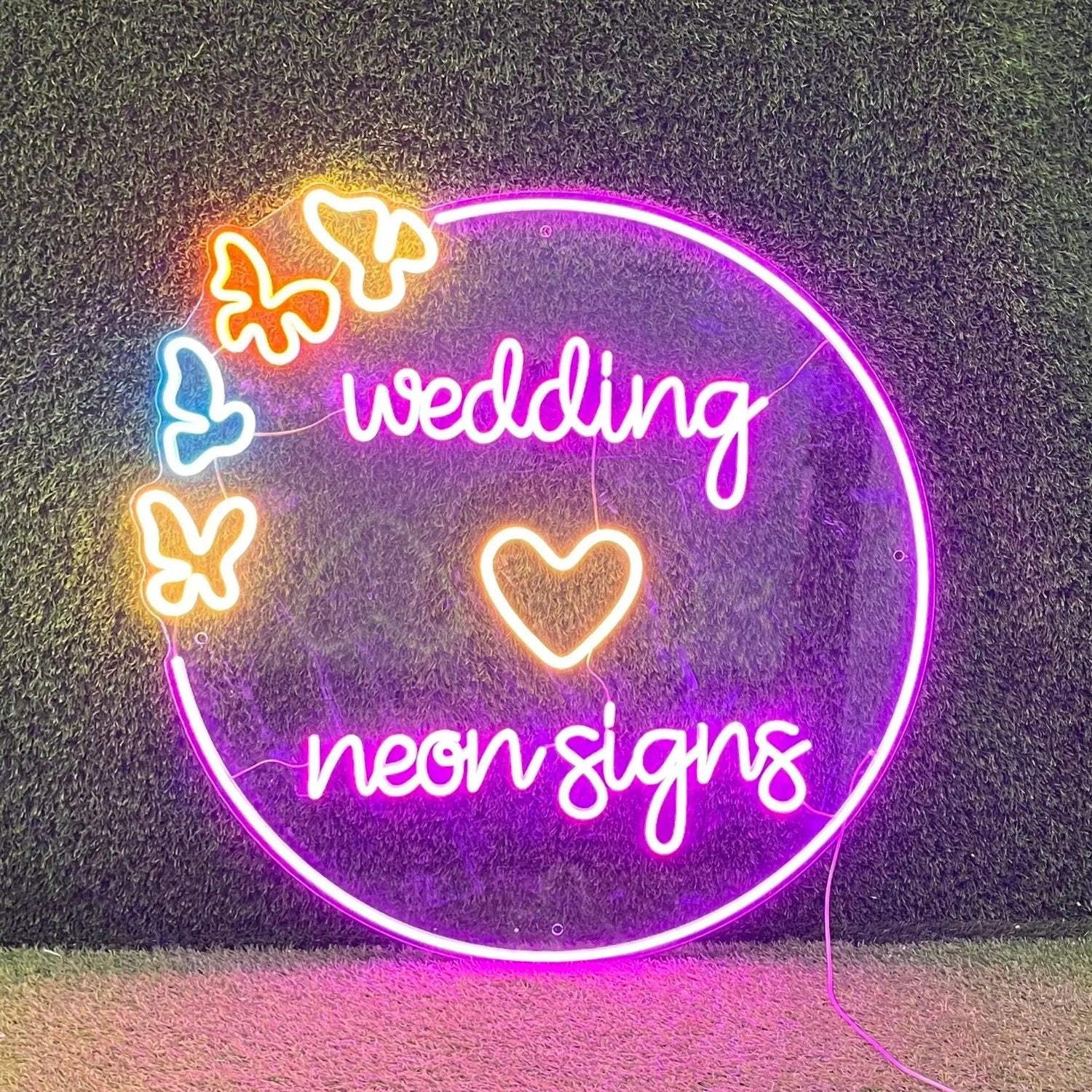 Vibrant Purple Butterfly Heart LED Neon Sign for Wedding Party Decor | Shineneon