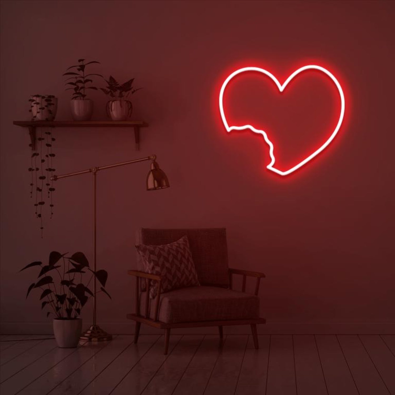 Vibrant Red Bitten Heart Led Neon Sign For Indoor Wall Decor | Shineneon