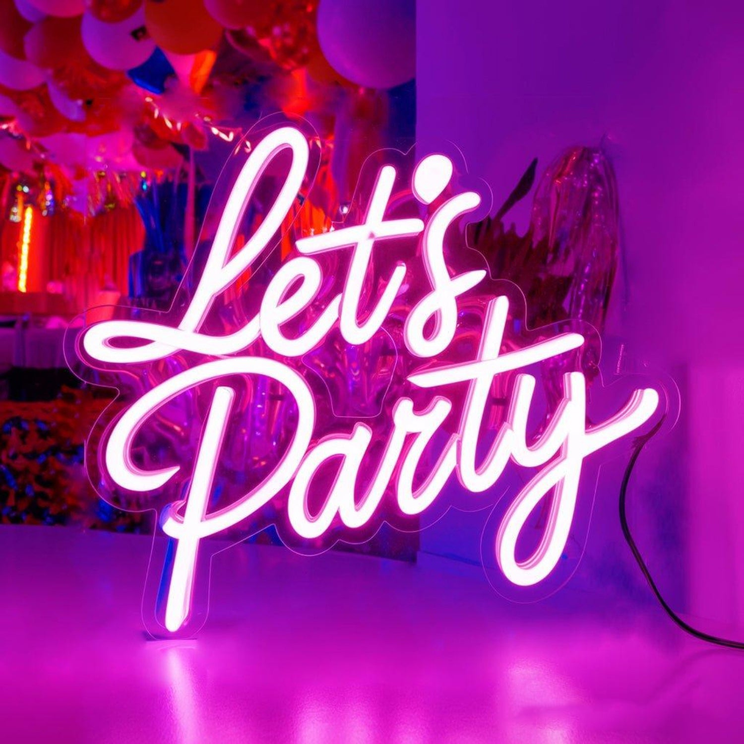 Vibrant Red Lets Party Led Neon Sign For Indoor Celebrations | Shineneon