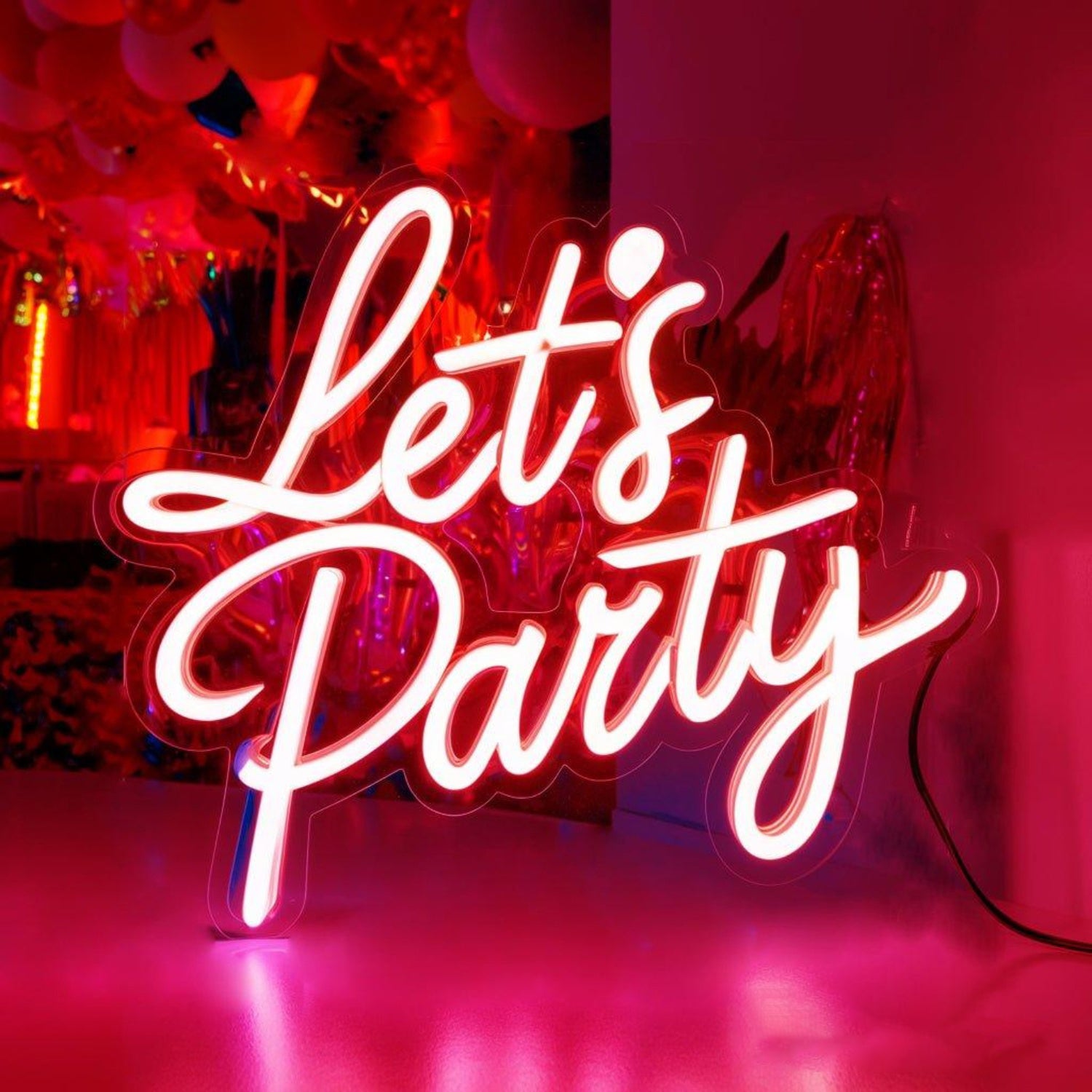 Vibrant Red Lets Party Led Neon Sign For Indoor Celebrations | Shineneon