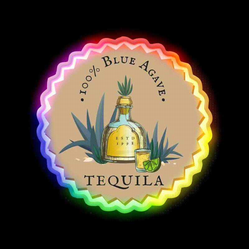 Vibrant Tequila Party Drink Tequila Led Neon Sign Rgb Color - LED neon sign close-up detail
