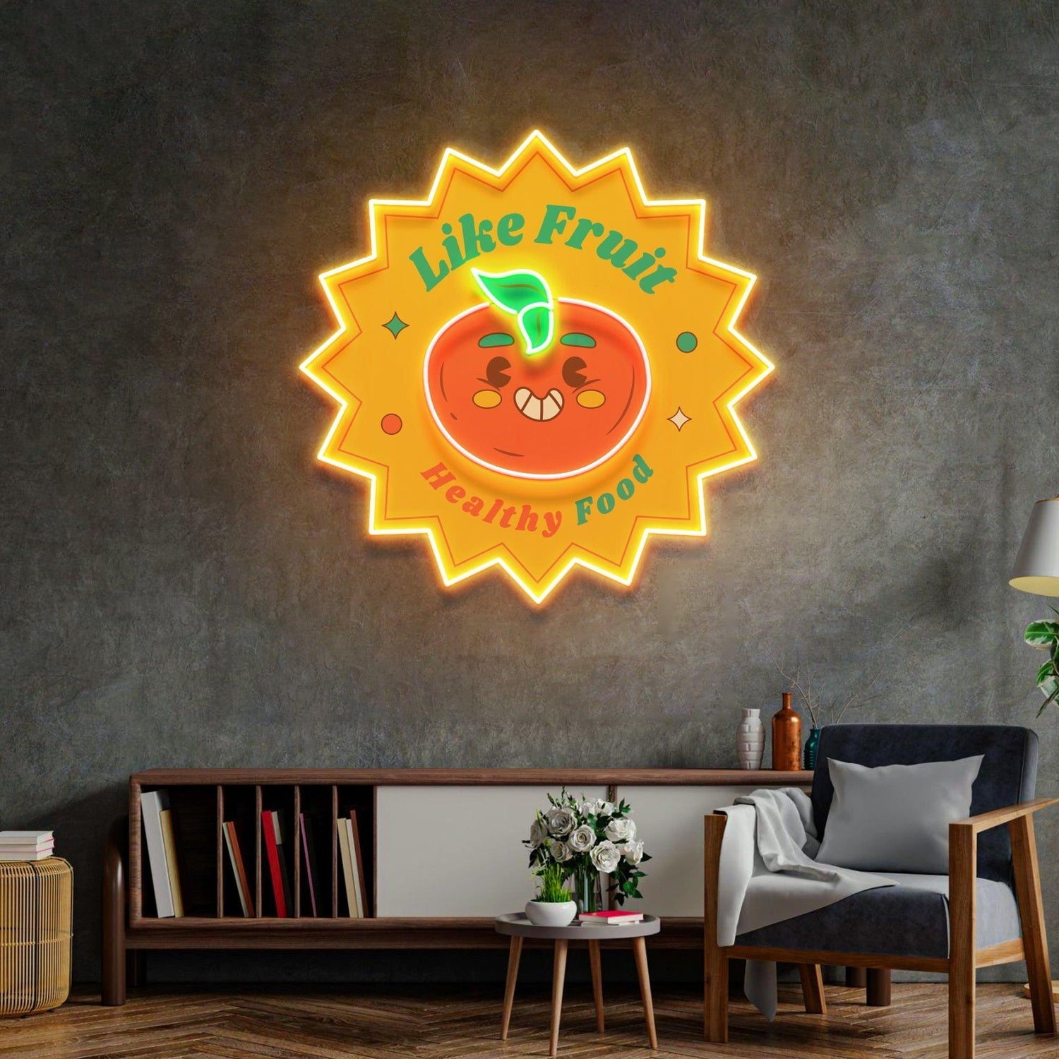 Vibrant Yellow-Orange-Green Like Fruit Uv Printed Led Neon Sign For Home Decor | Shineneon