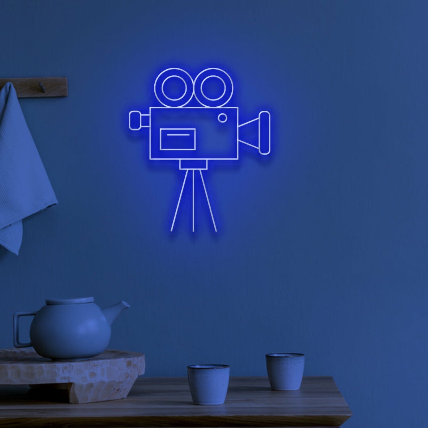 Video Camera Neon Spotlight On Cinematic Passion - Shineneon