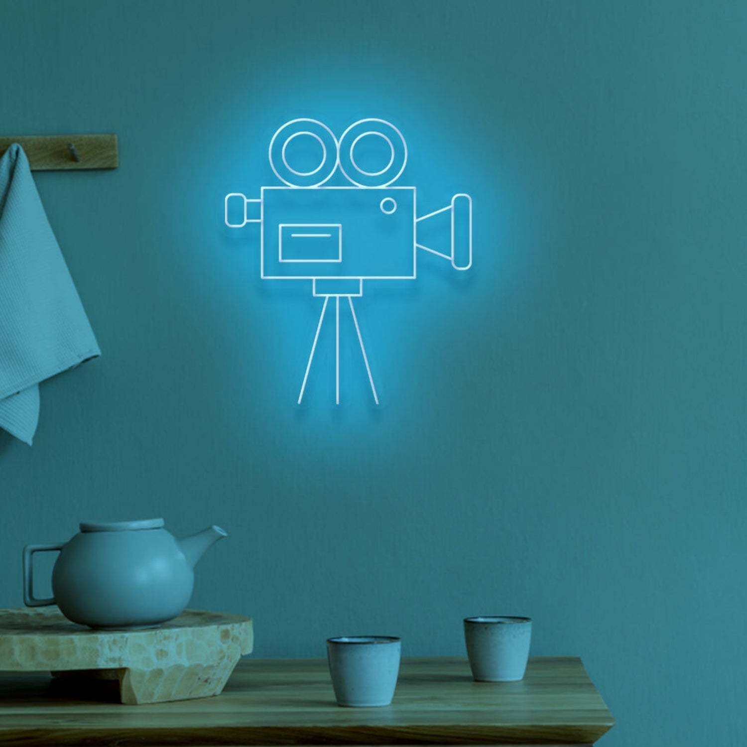 Video Camera Neon Spotlight On Cinematic Passion - Shineneon