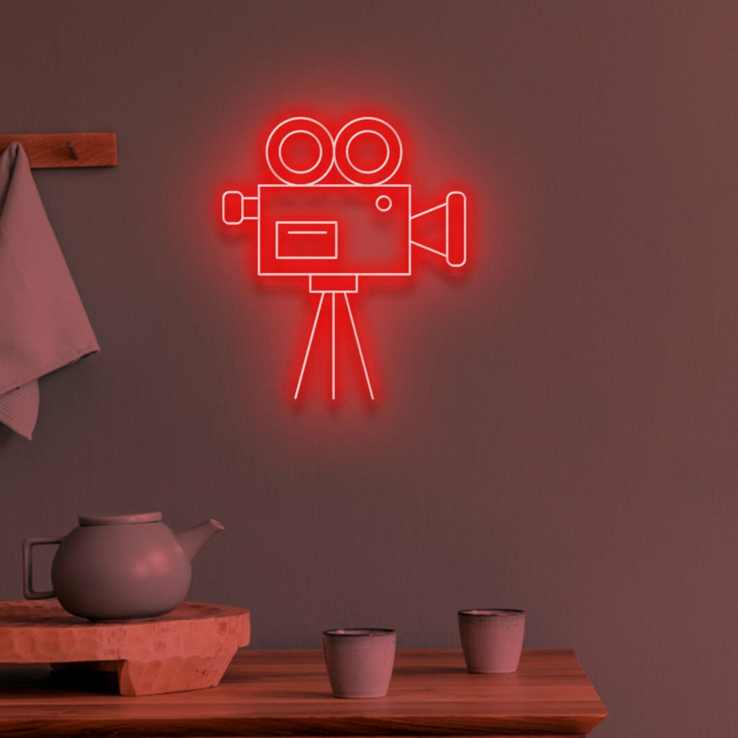 Video Camera Neon Spotlight On Cinematic Passion - Shineneon