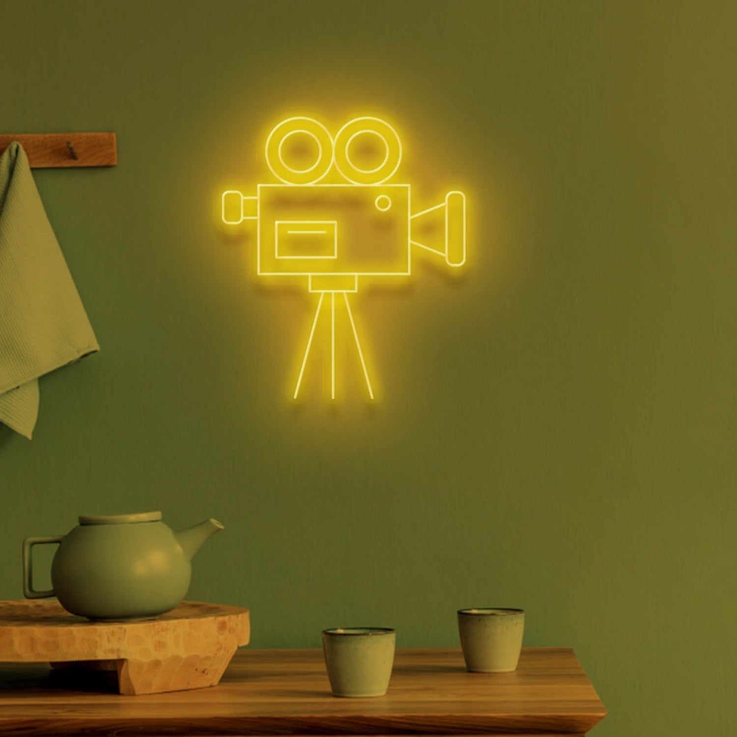 Video Camera Neon Spotlight On Cinematic Passion - Shineneon