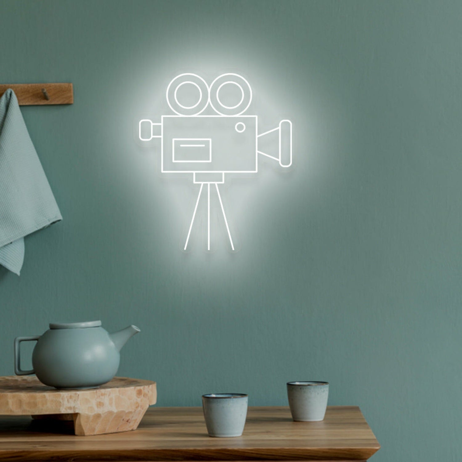 Video Camera Neon Spotlight On Cinematic Passion - Shineneon