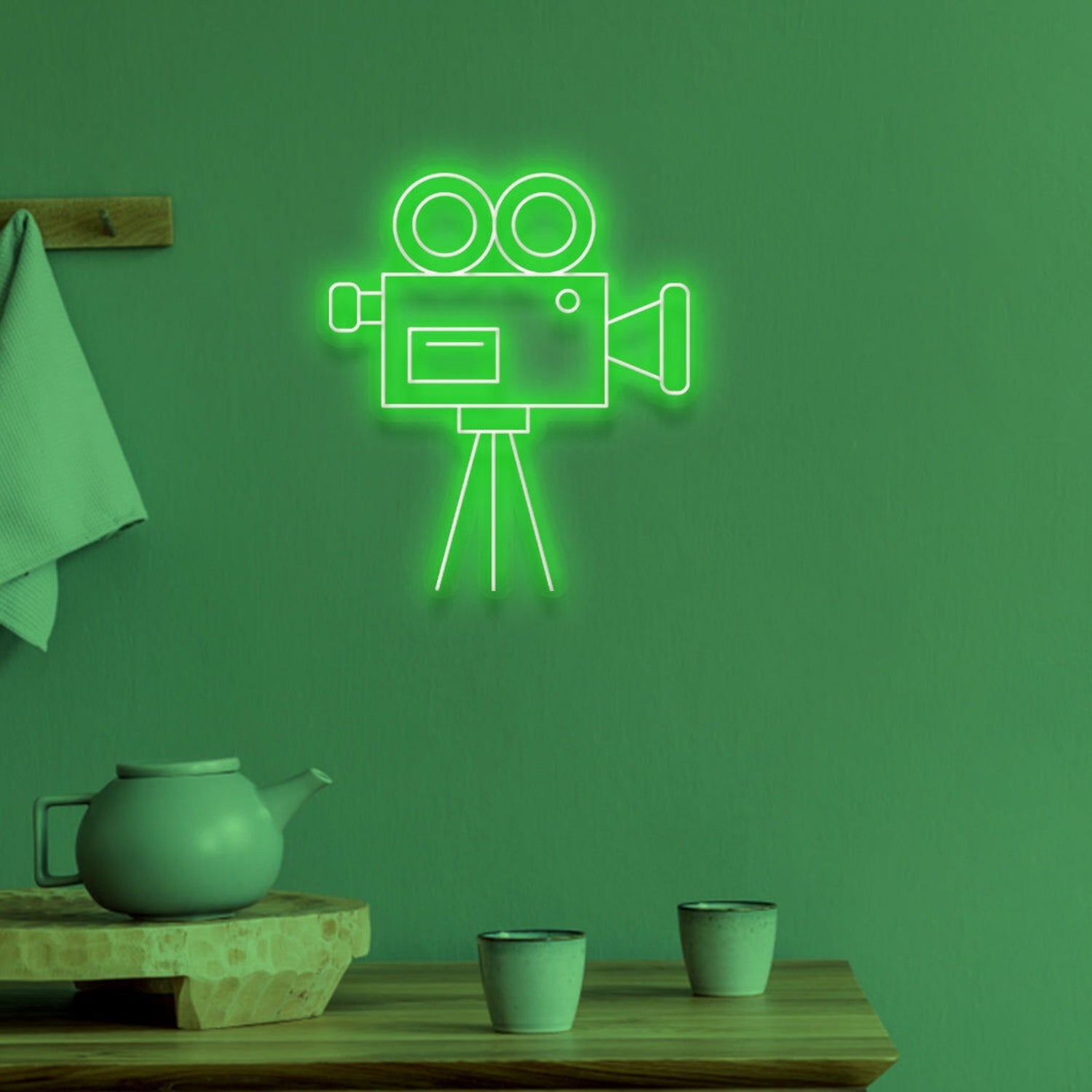 Video Camera Neon Spotlight On Cinematic Passion - Shineneon