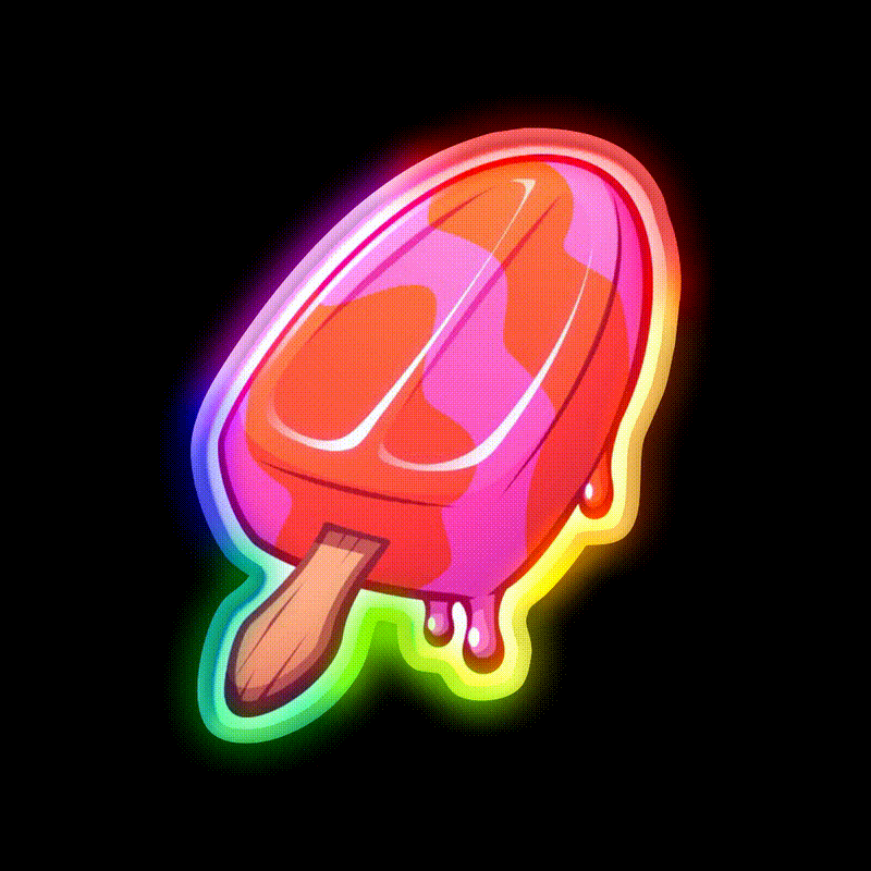 Video Game Popsicle Fruity Snack Food Led Neon Sign Rgb Color - LED neon sign close-up detail