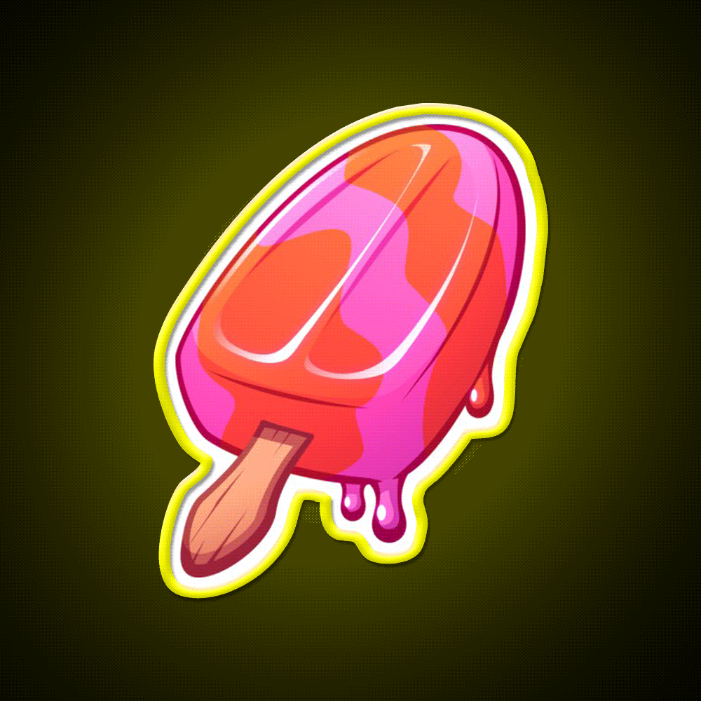 Video Game Popsicle Fruity Snack Food Led Neon Sign Rgb Color - Custom LED neon sign front view