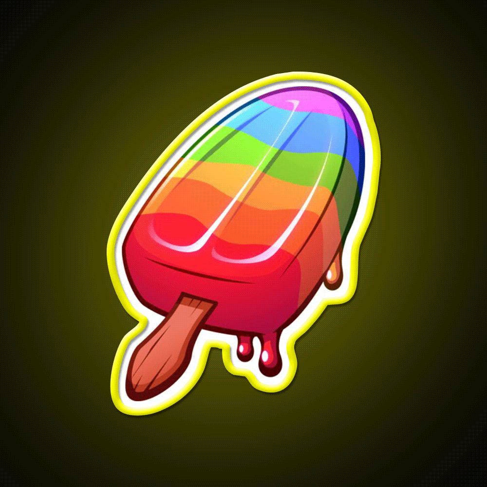 Video Game Popsicle Rainbow Snack Food Led Neon Sign Rgb Color - Custom LED neon sign front view