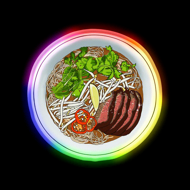 Vietnamese Pho Noodles Fast Food Led Neon Sign For Burger Place Rgb Color - LED neon sign close-up detail