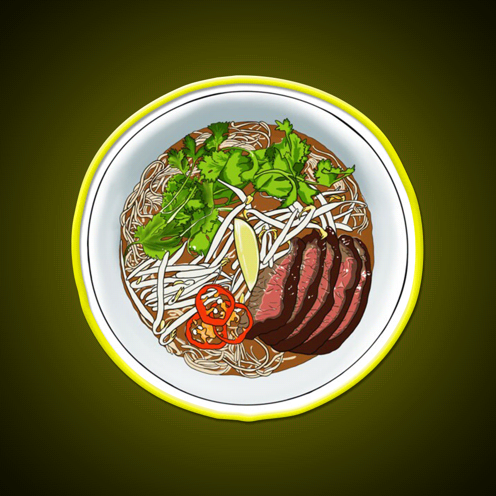 Vietnamese Pho Noodles Fast Food Led Neon Sign For Burger Place Rgb Color - Custom LED neon sign front view