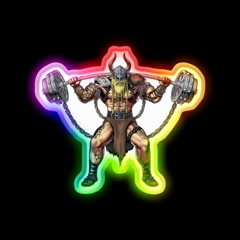 Viking Warrior Bodybuilder Gym Fitness Led Neon Sign Rgb Color - LED neon sign close-up detail
