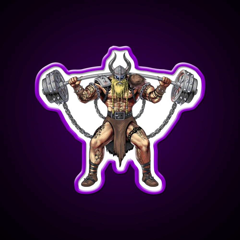 Viking Warrior Bodybuilder Gym Fitness Led Neon Sign Rgb Color - LED neon sign view 9