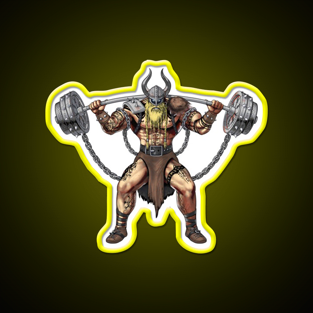 Viking Warrior Bodybuilder Gym Fitness Led Neon Sign Rgb Color - Custom LED neon sign front view