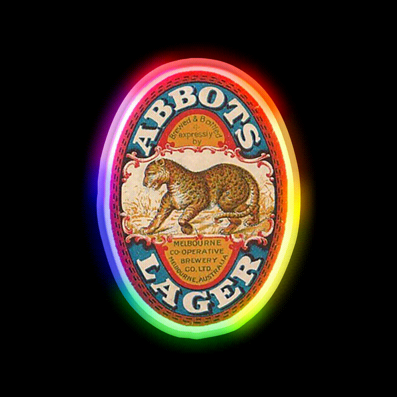 Vintage Abbots Lager Label Beer Bar Decor Led Neon Sign Rgb Color - LED neon sign close-up detail