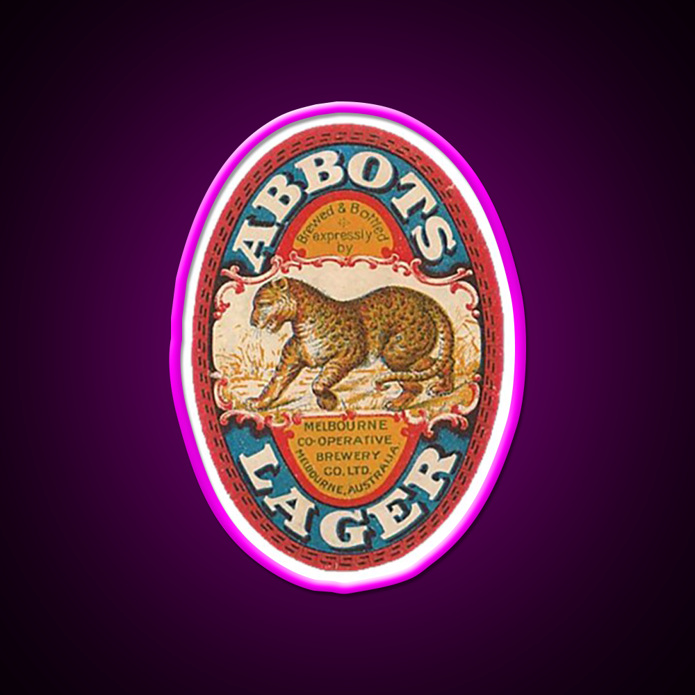 Vintage Abbots Lager Label Beer Bar Decor Led Neon Sign Rgb Color - Neon sign mounted on wall in room