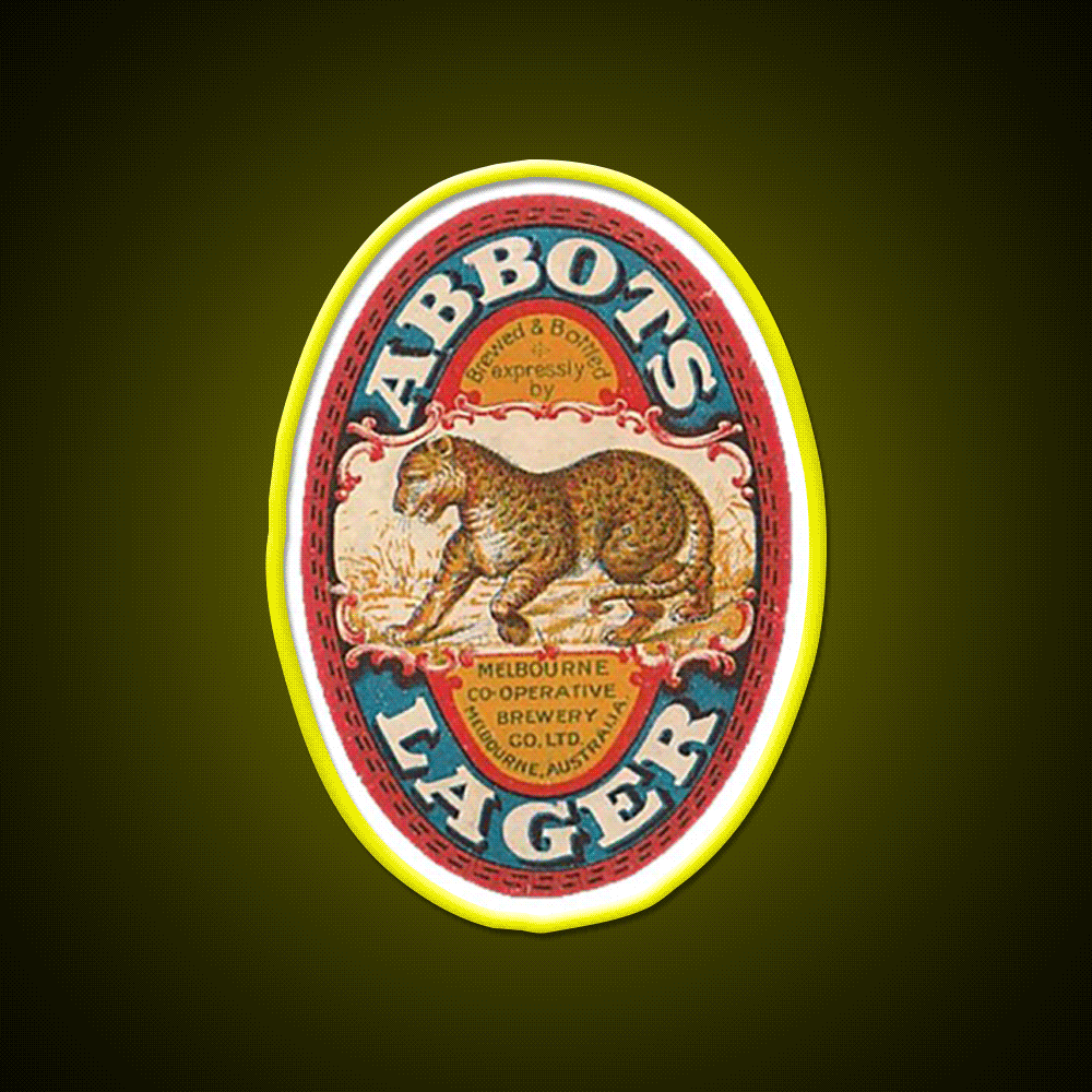 Vintage Abbots Lager Label Beer Bar Decor Led Neon Sign Rgb Color - Custom LED neon sign front view