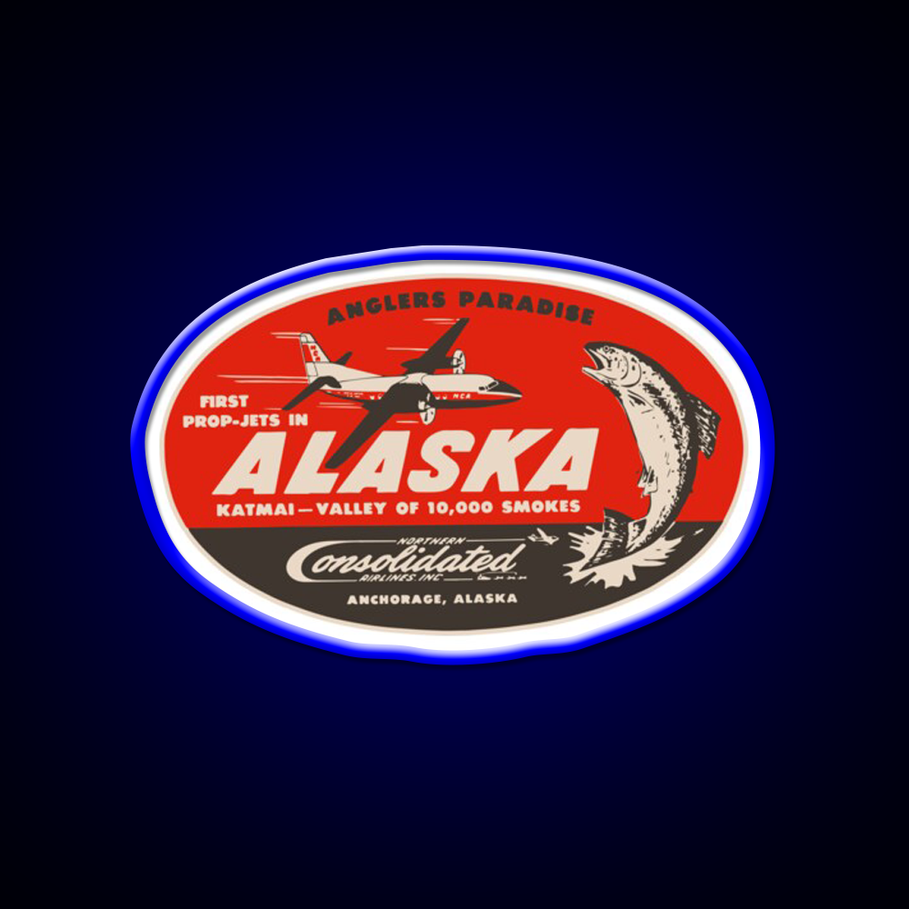 Vintage Alaska Airlines Whiskey Drink Bar Led Neon Sign Rgb Color