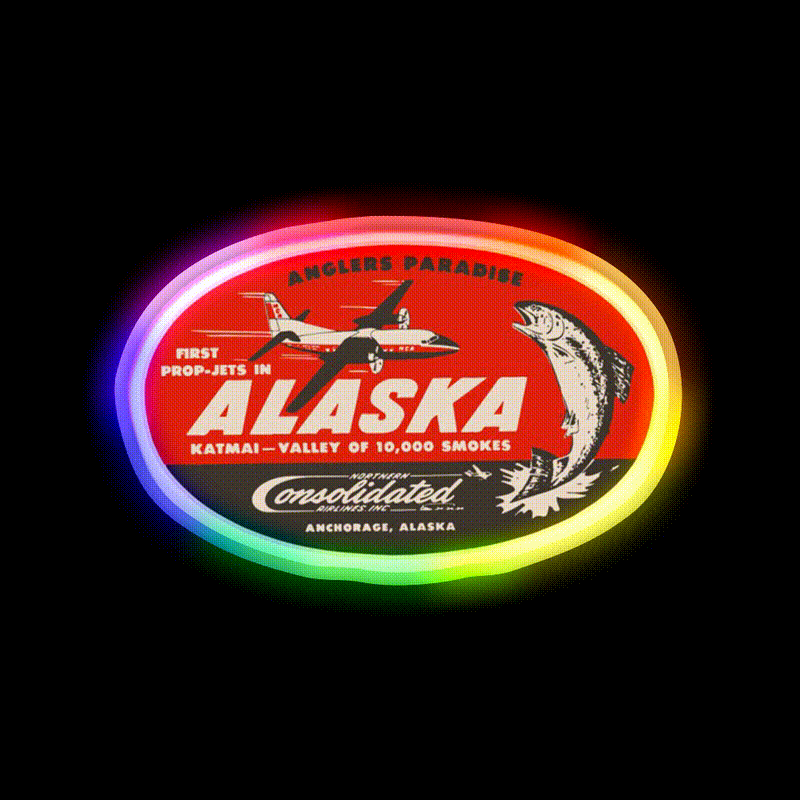 Vintage Alaska Airlines Whiskey Drink Bar Led Neon Sign Rgb Color
